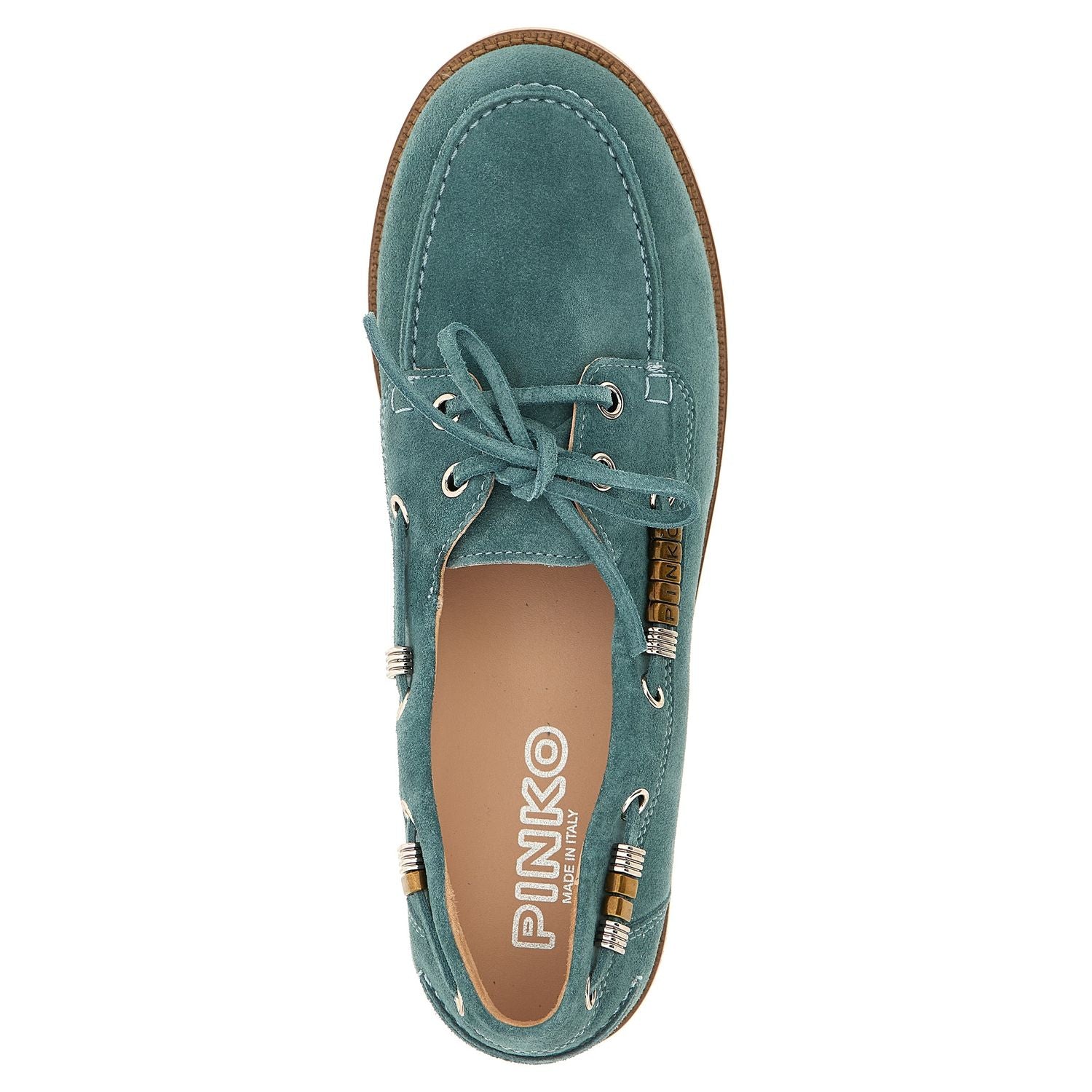 PINKO Blue Calfskin Moccassin