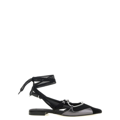 PINKO Black Leather Ballet Flats