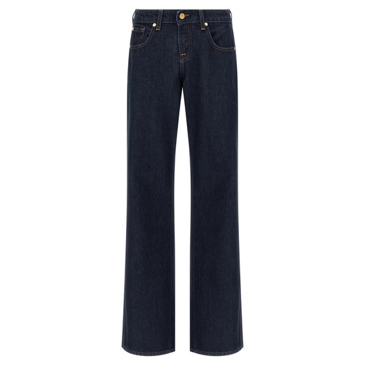 7 For All Mankind Blue Cotton Straight-Leg Jeans