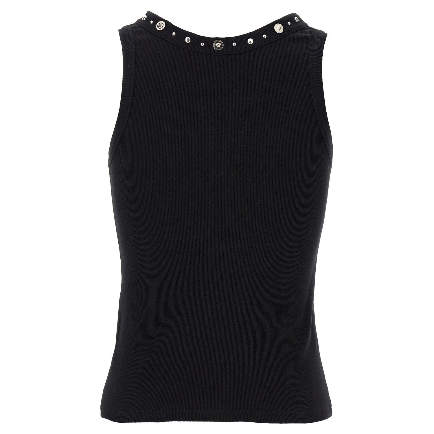 Versace Black Cotton Sleeveles T-Shirt