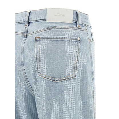7 For All Mankind Blue Cotton Flared Jeans