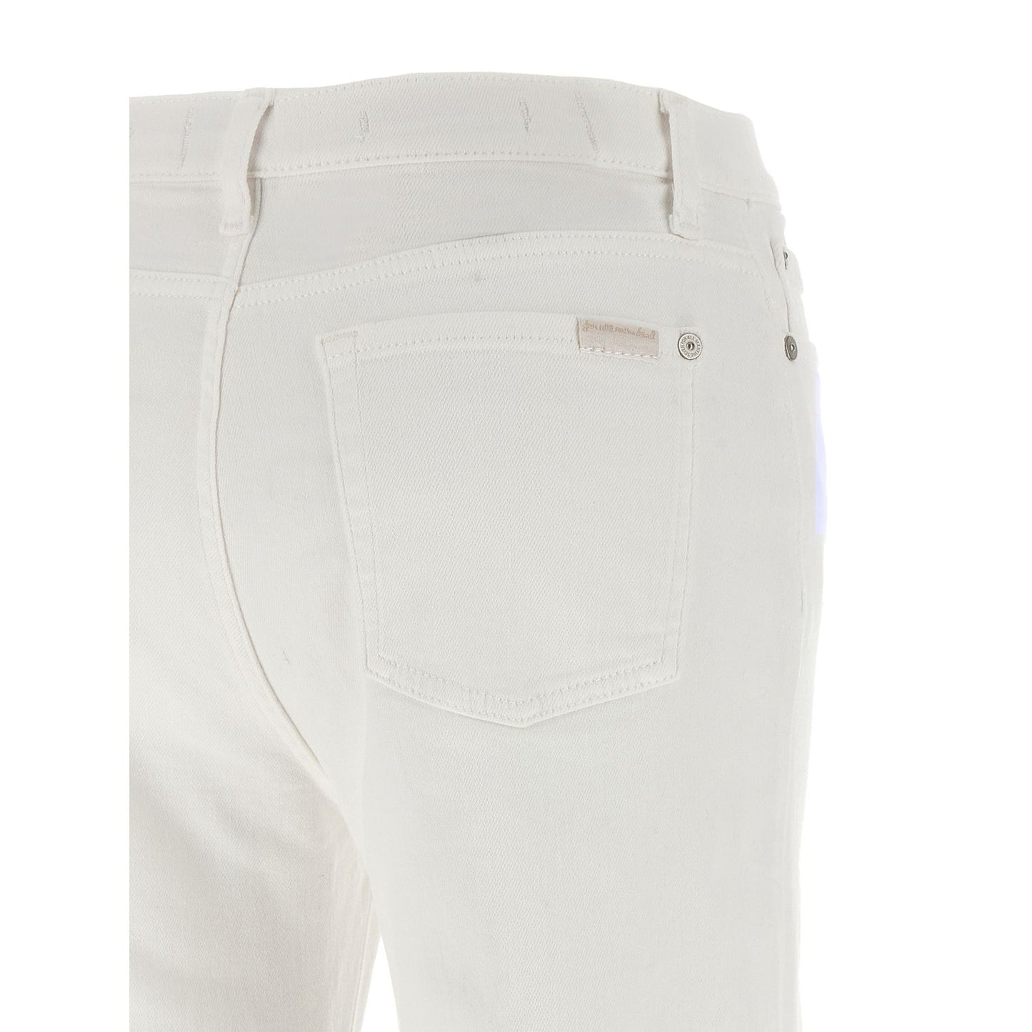 7 For All Mankind White Cotton Flared Jeans