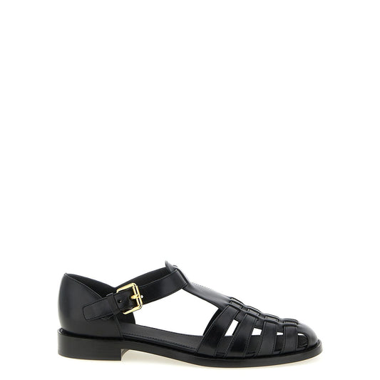 Church's Black Calfskin Flat Sandals