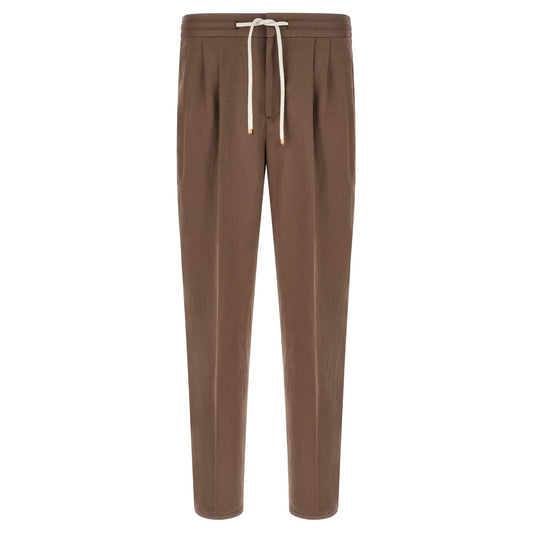 Brunello Cucinelli Brown Linen Casual Pants