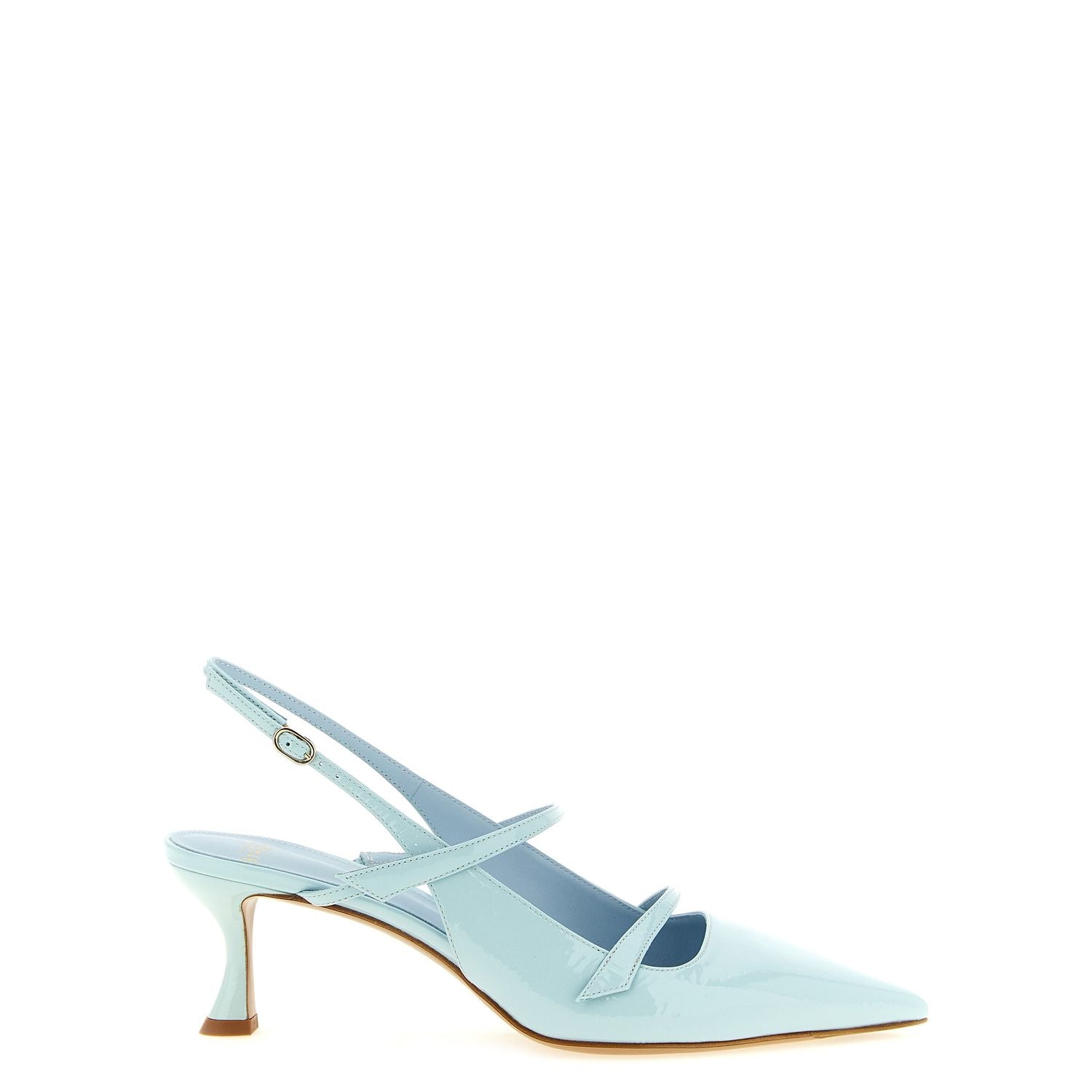 Alexandre Birman Blue Cowhide Mid Heel Pumps