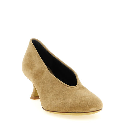 Moschino Beige Calfskin Mid Heel Pumps