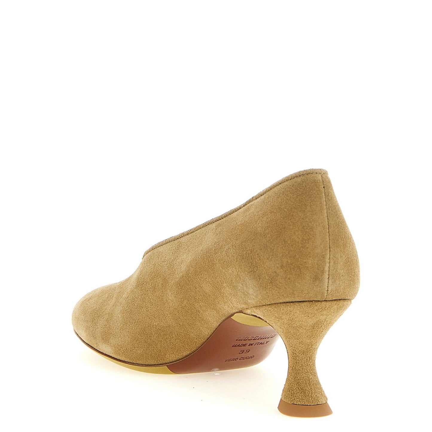 Moschino Beige Calfskin Mid Heel Pumps