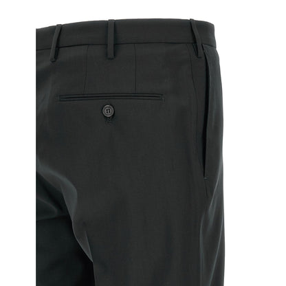 Incotex Black Virgin Wool Dress Pants
