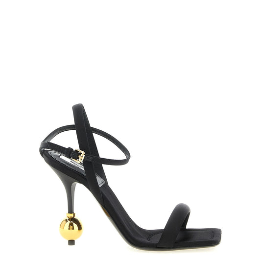 Moschino Black Viscose Stiletto Heel Sandals