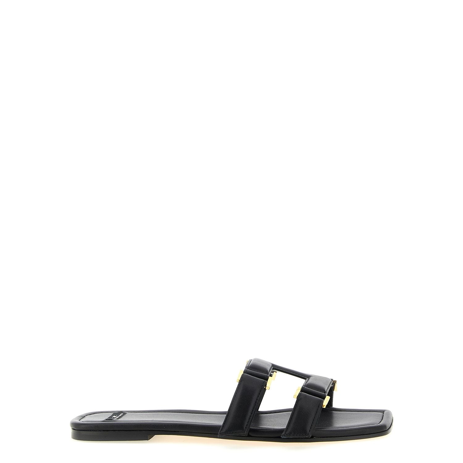 Elisabetta Franchi Black Lambskin Slides