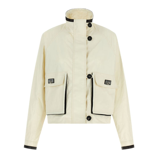Ferragamo White Linen Full-Length Jacket