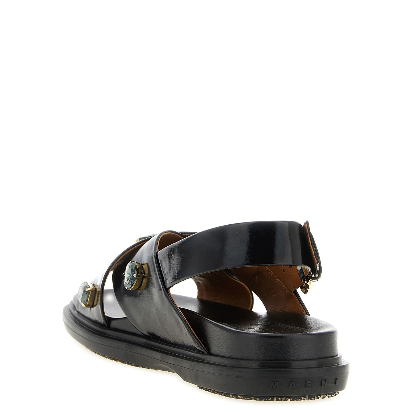 Marni Black Lamb Leather Flat Sandals