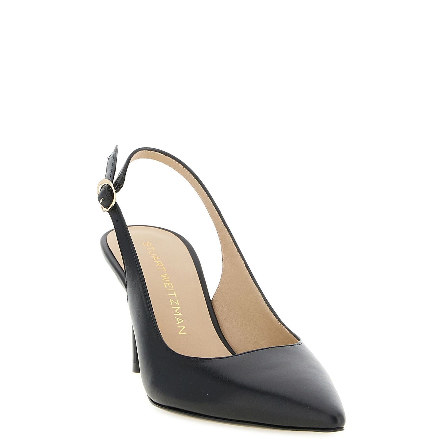 Stuart Weitzman Black Calfskin Mid Heel Pumps