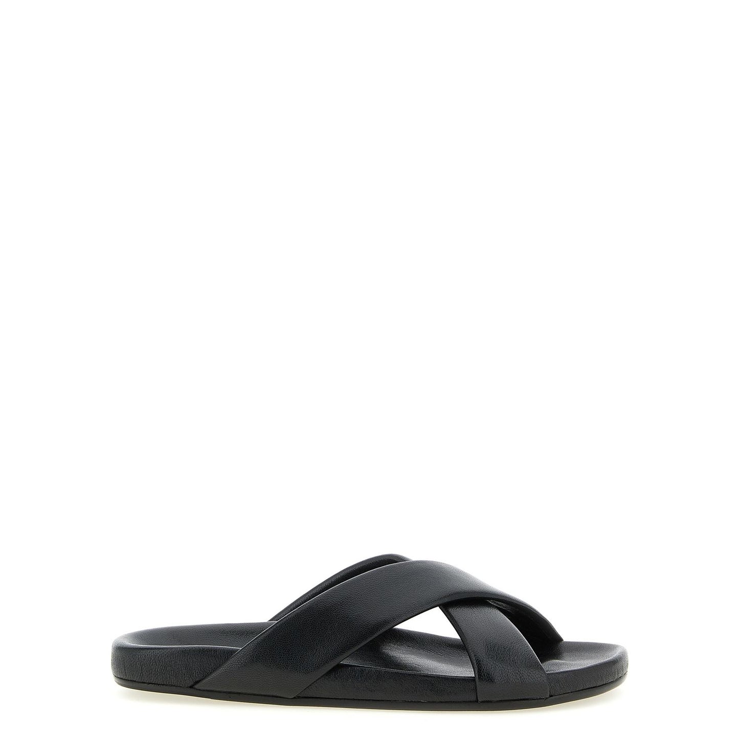 Saint Laurent Black Lamb Leather Slides