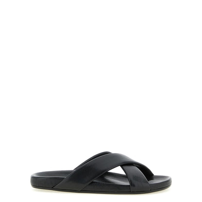 Saint Laurent Black Lamb Leather Slides
