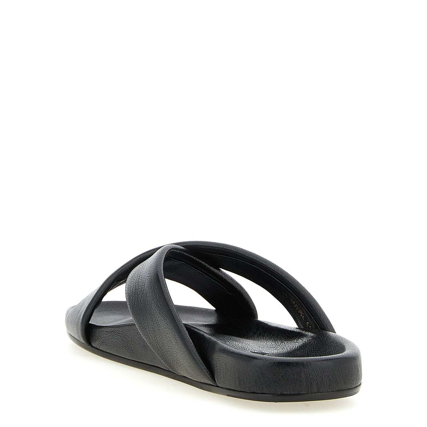 Saint Laurent Black Lamb Leather Slides