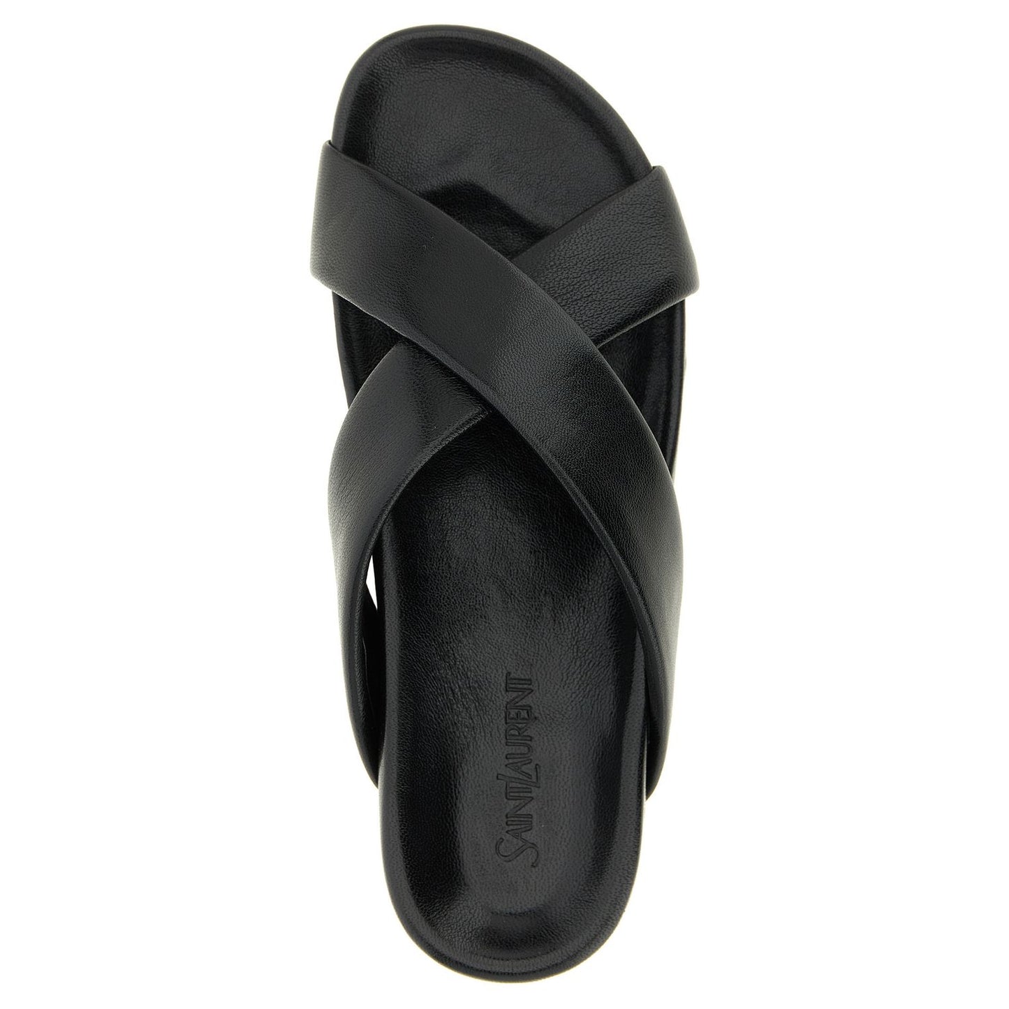 Saint Laurent Black Lamb Leather Slides