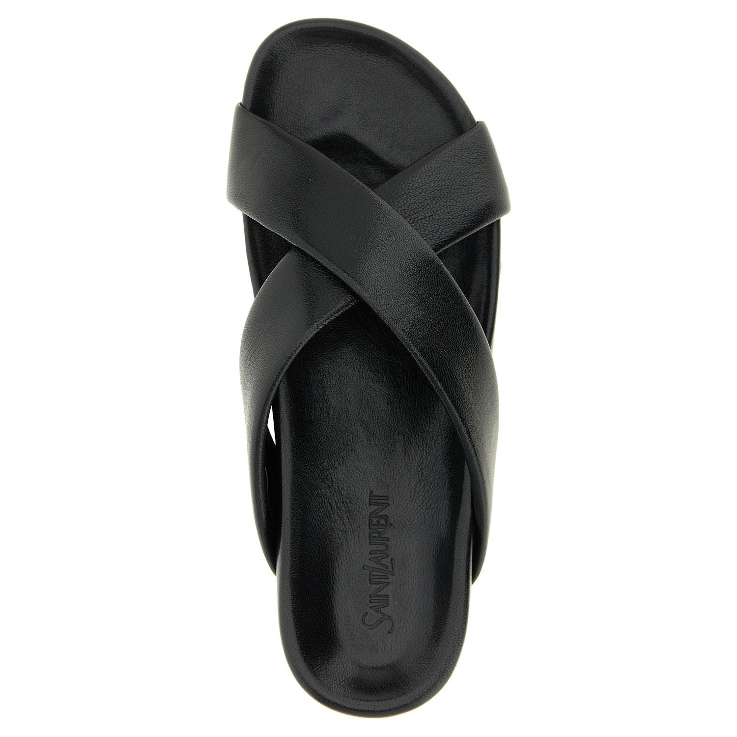 Saint Laurent Black Lamb Leather Slides
