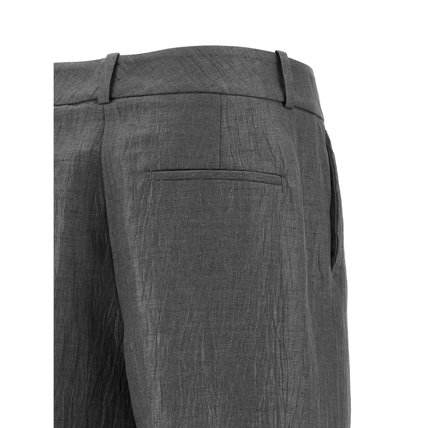 Peserico Gray Linen Casual Pants