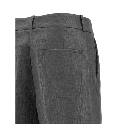 Peserico Gray Linen Casual Pants