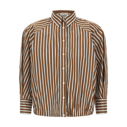 Brunello Cucinelli Brown Cotton Blouse