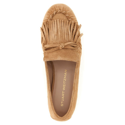 Stuart Weitzman Brown Calfskin Slip-On Loafers