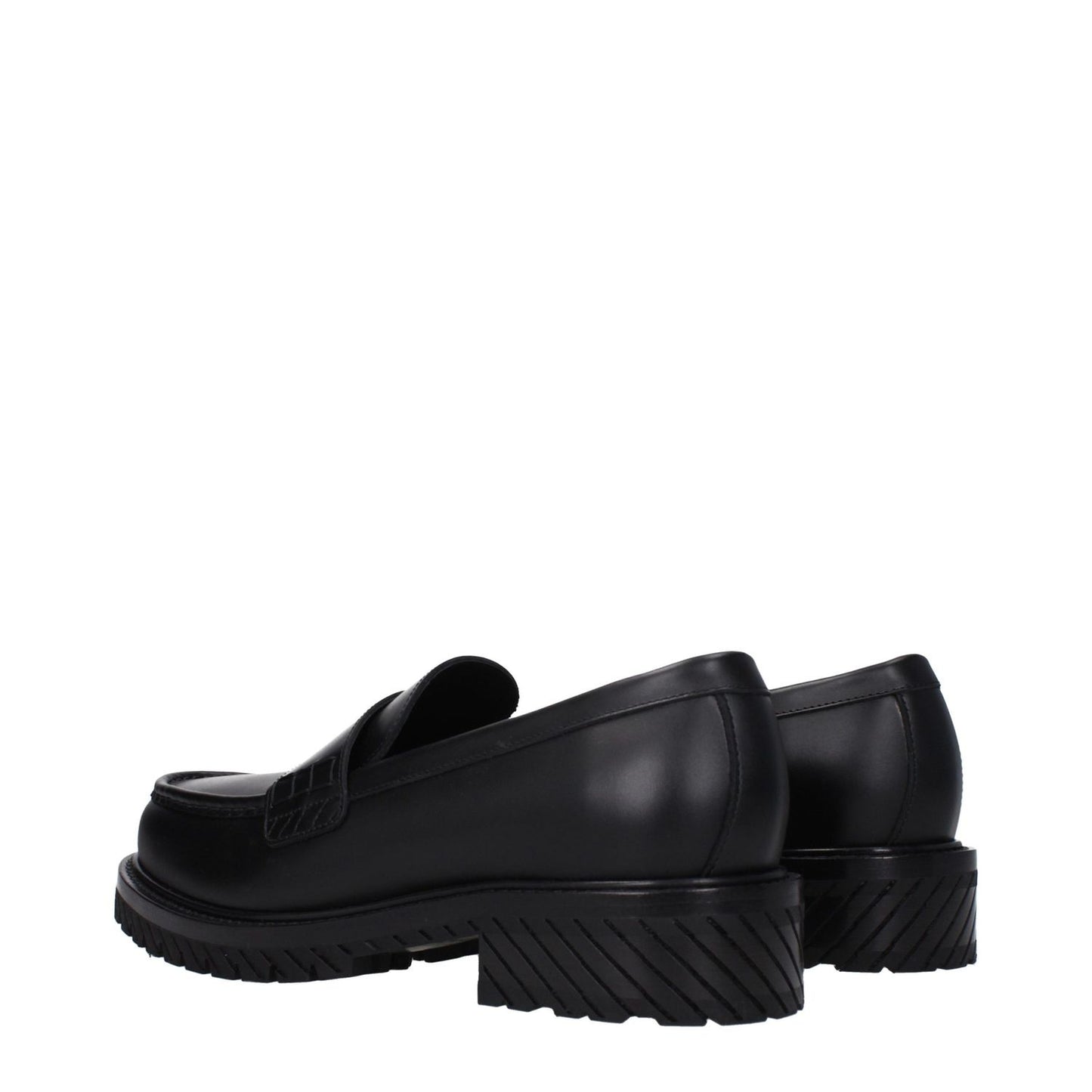 Off-White Black Leather Slip-On Loafers
