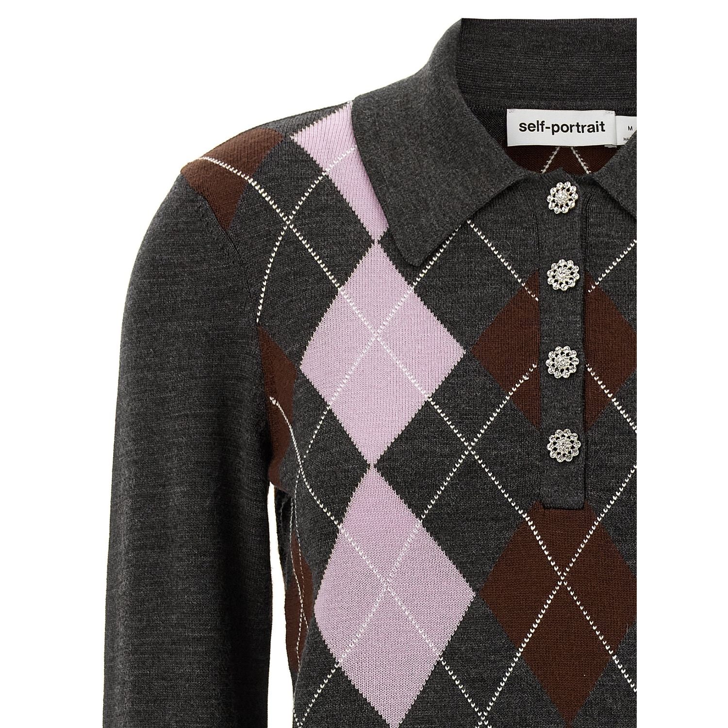 Self-Portrait Gray Wool Cardigan