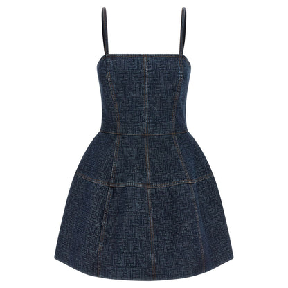 Fendi Blue Cotton Short Dress