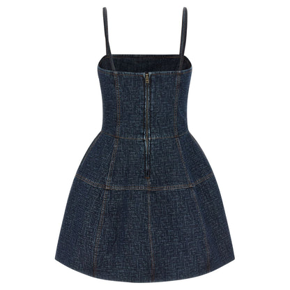 Fendi Blue Cotton Short Dress