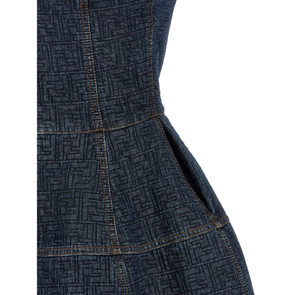 Fendi Blue Cotton Short Dress
