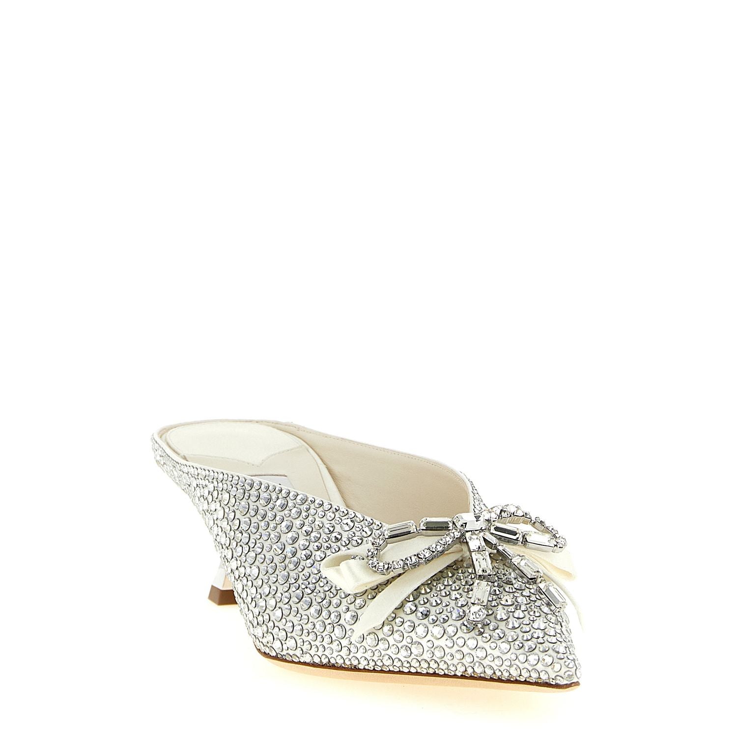 Jimmy Choo Silver Tencel Mid Heel Pumps