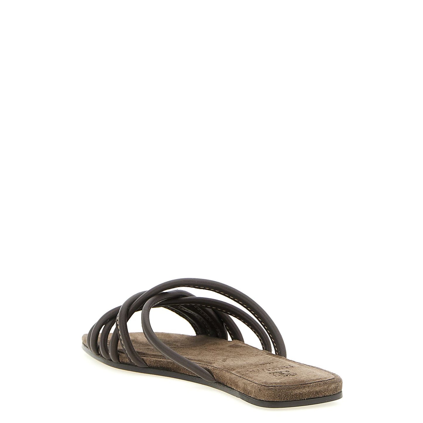 Brunello Cucinelli Brown Lamb Leather Slides