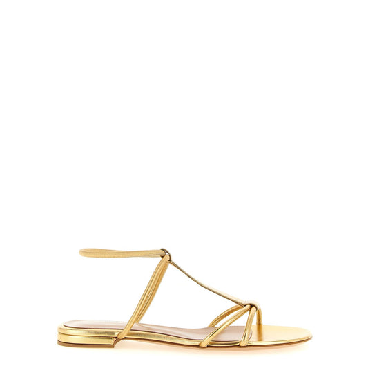 Gianvito Rossi Gold Lamb Leather Flat Sandals