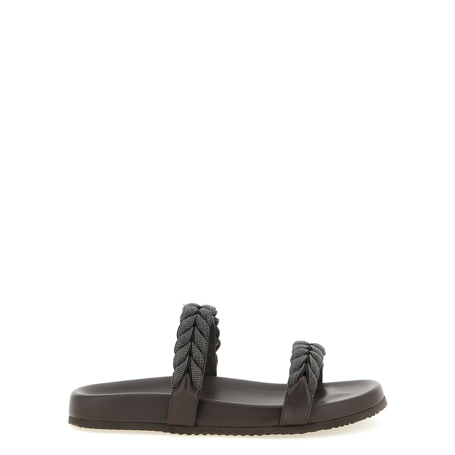 Brunello Cucinelli Brown Leather Slides