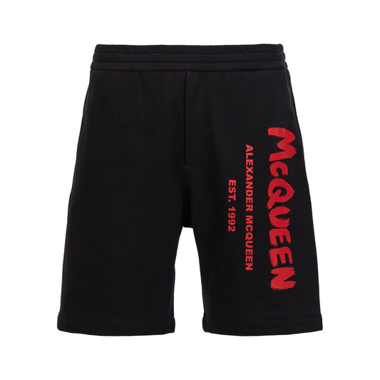 Alexander McQueen Black Cotton Bermuda Shorts