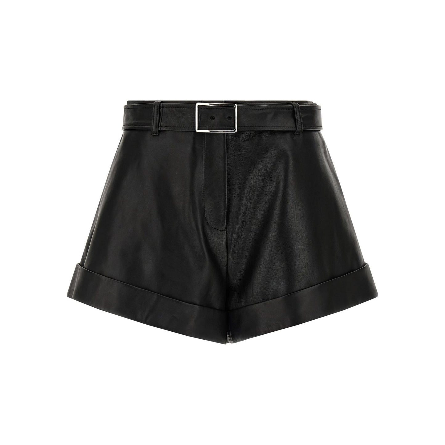 Sportmax Black Lamb Leather Bermuda Shorts
