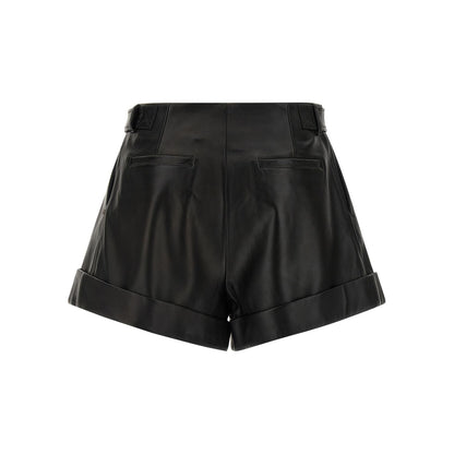 Sportmax Black Lamb Leather Bermuda Shorts