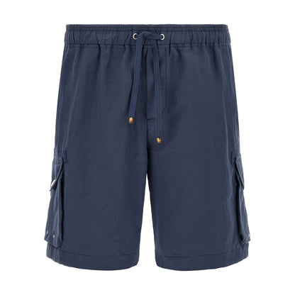 Brunello Cucinelli Blue Linen Bermuda Shorts