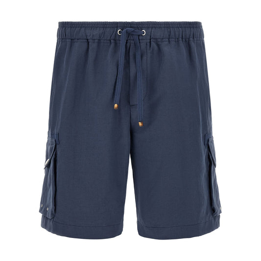 Brunello Cucinelli Blue Linen Bermuda Shorts