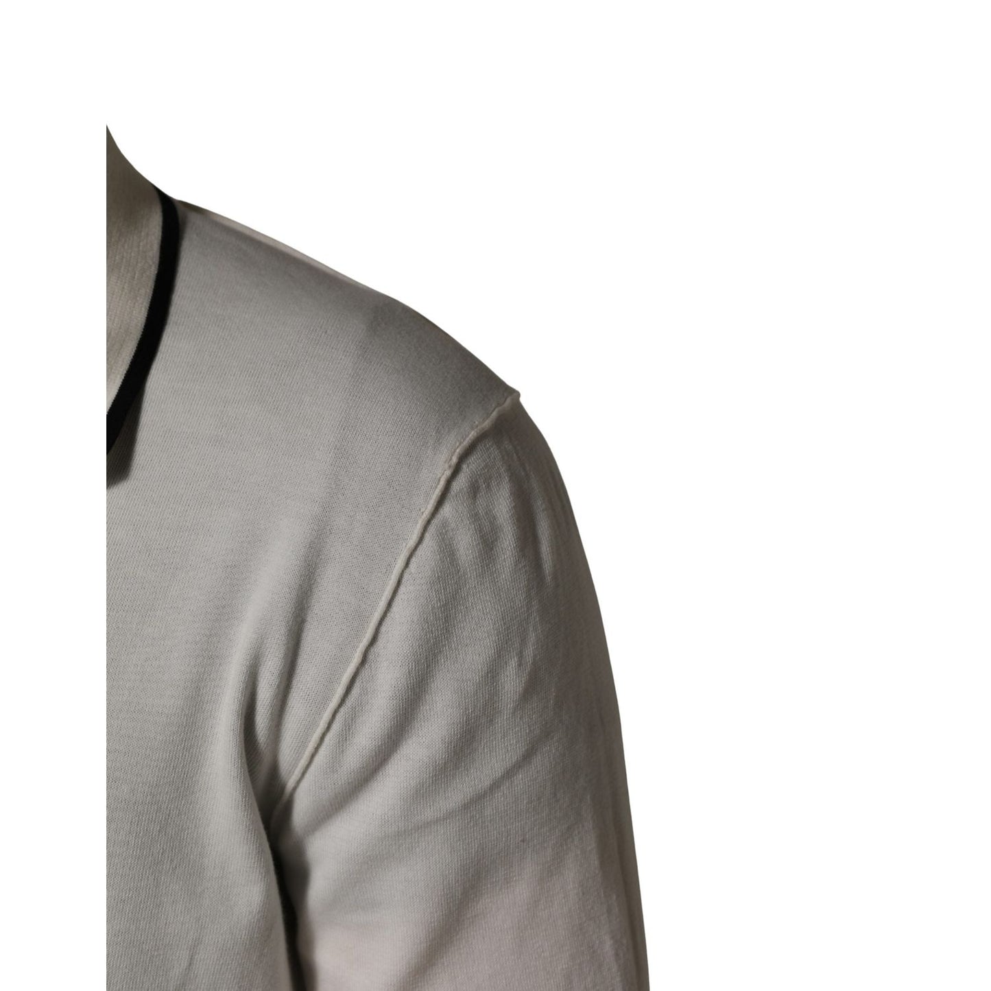 Dolce & Gabbana White Cotton Blend Men Polo Pullover Sweater