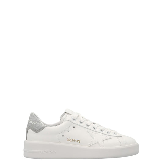 Golden Goose Silver Leather Low Top Sneakers