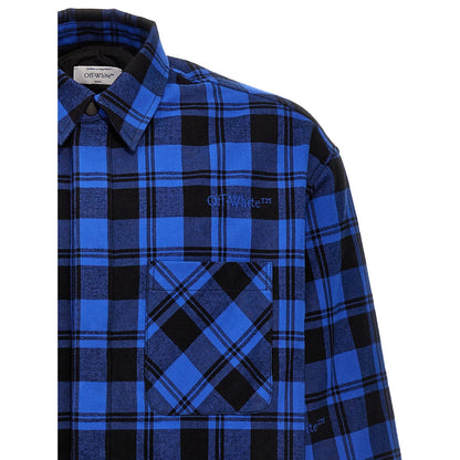 Off-White Blue Cotton Pattern Shirt