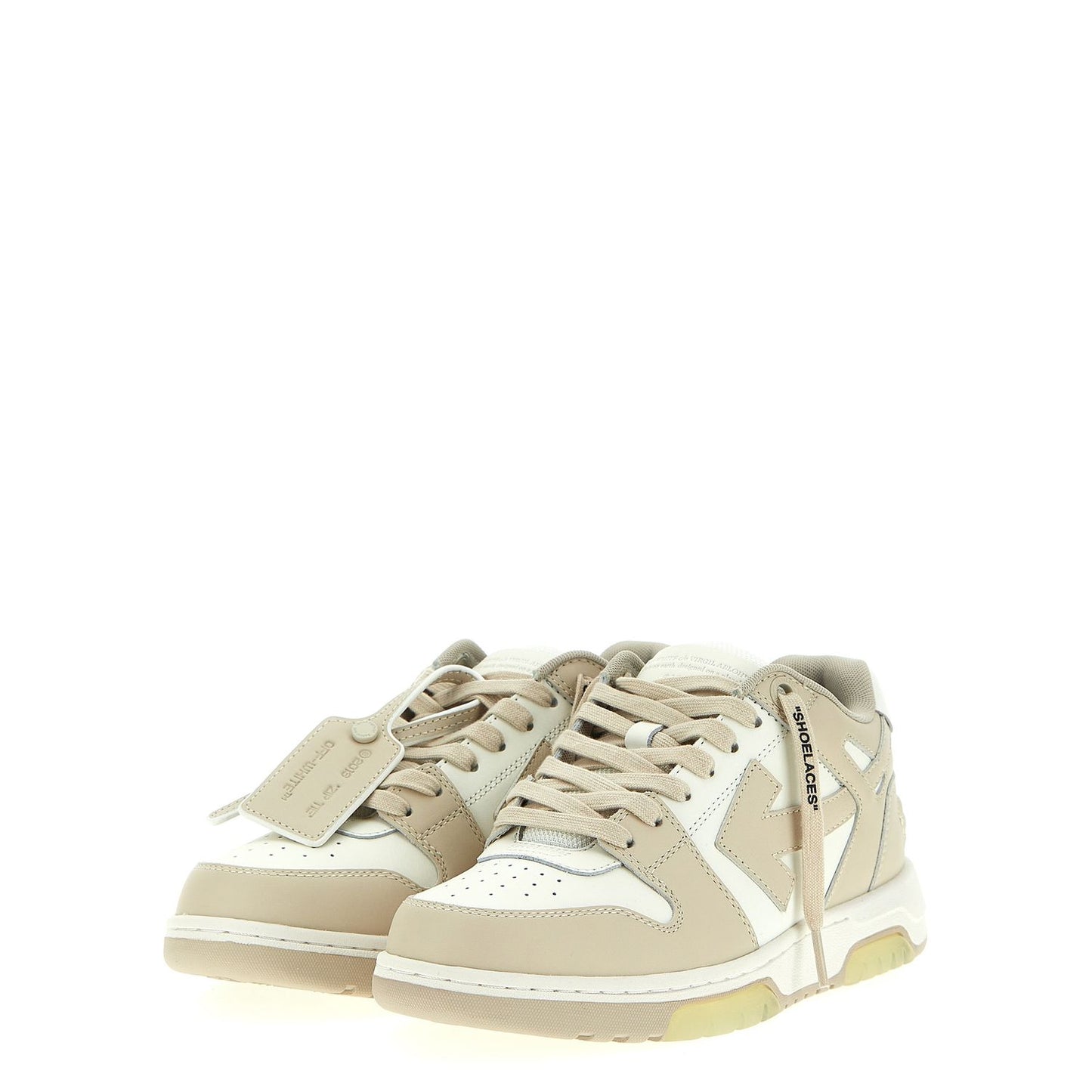 Off-White Beige Calfskin Low Top Sneakers