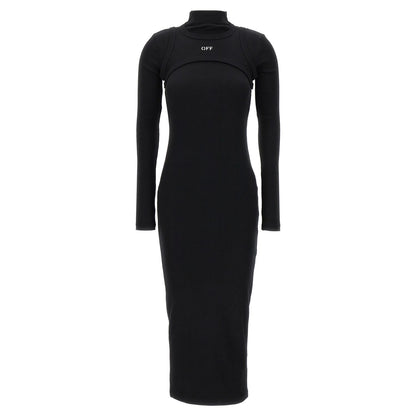 Off-White Black Cotton Midi Dress