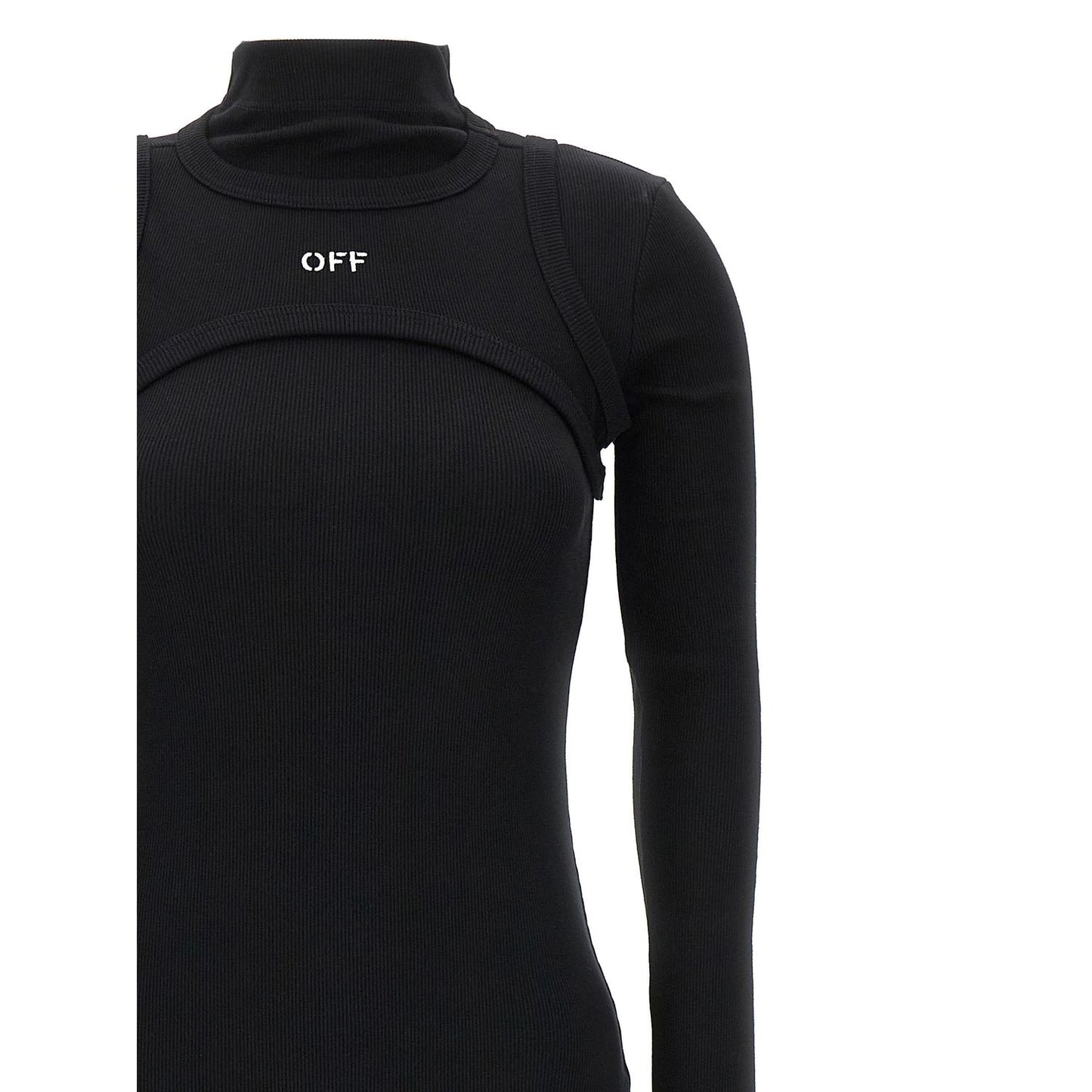 Off-White Black Cotton Midi Dress