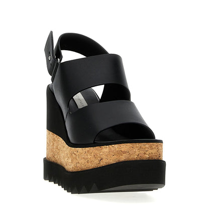 Stella McCartney Black Polyester Wedge Sandals