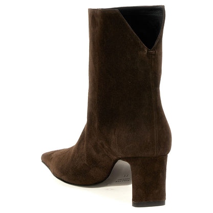 Khaite Brown Calfskin Ankle Boots