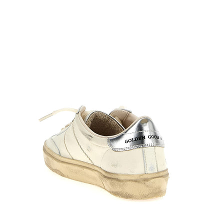 Golden Goose Silver Lamb Leather Low Top Sneakers