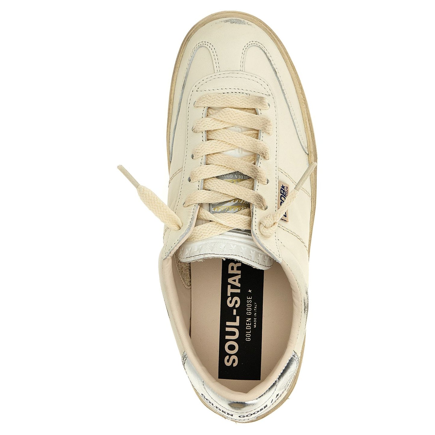 Golden Goose Silver Lamb Leather Low Top Sneakers